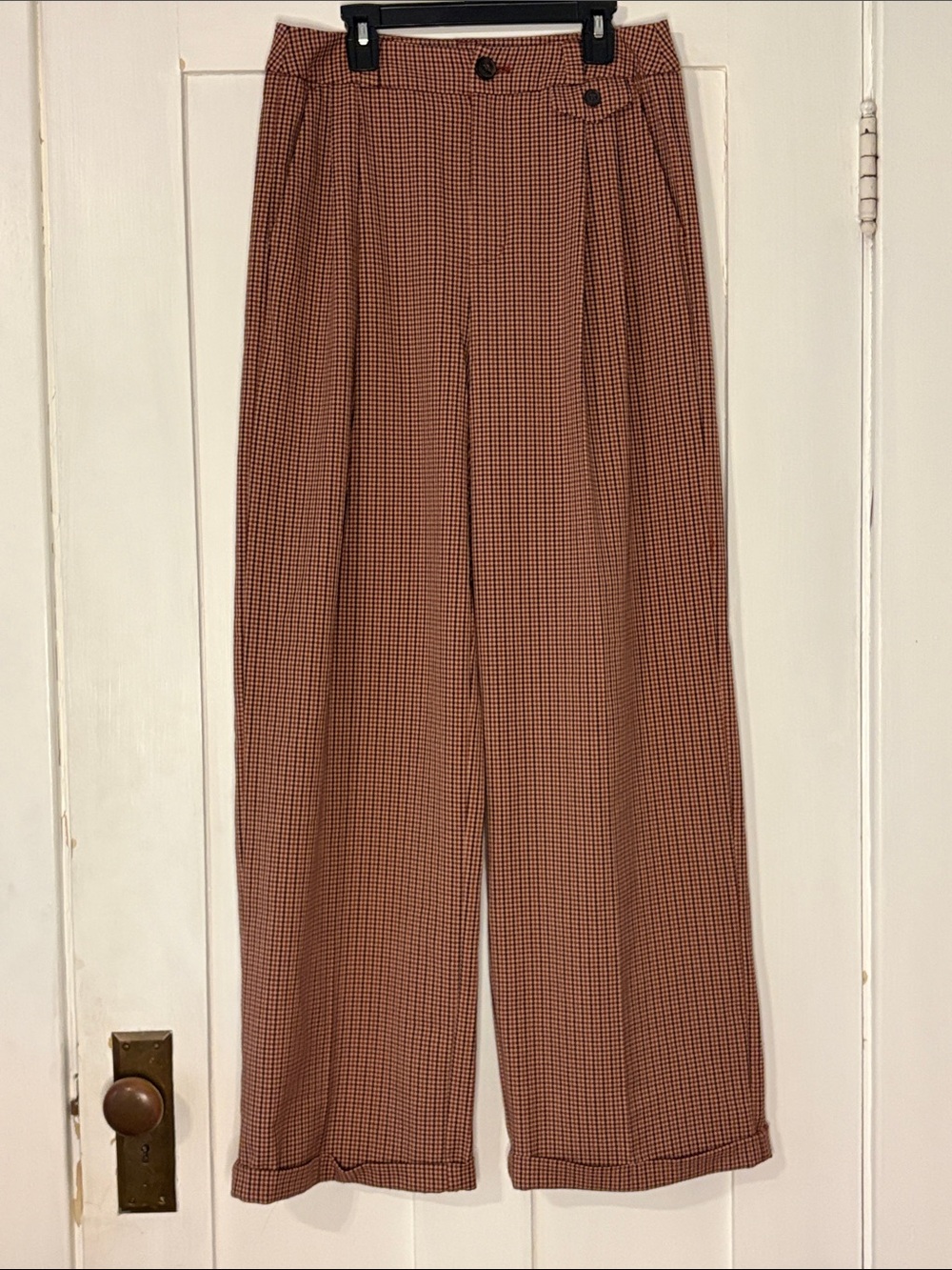 a new day Burgundy Checked Wide-Leg Trousers